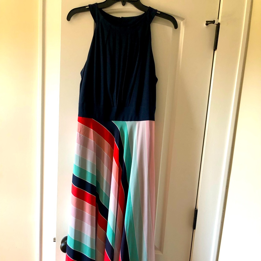 Sandra Darren Rainbow Maxi Halter dress